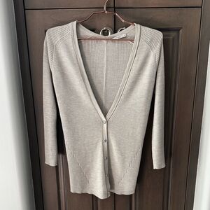 MM Lafleur Light Gray Ribbed Knit Top